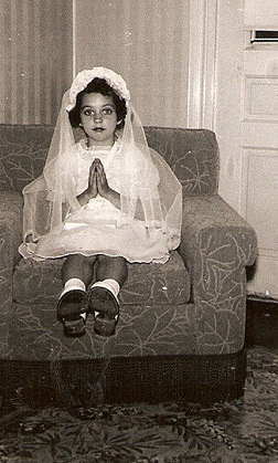 My First Communion day. Grandma gave me my first 	set of real pearls, an expensive gift she must have saved money for every month out of her social security check, her only income.