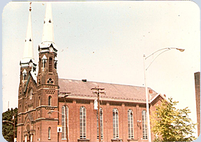 St. George Church -- one of the earliest Catholic churches in Cincinnati, built in the 1800s, the Dean and Wehrle family church. The school was across the street, where my father and his siblings attended classes in the 1920s and ‘30s, and where all of us children went to school as well. 