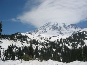 Mt. Rainier with cloud cover