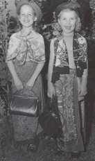 Playing dress-up with my cousin.