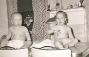 memoir, memoir writing contest winner, Sharon Mortz Doug and Don as babies, 1957